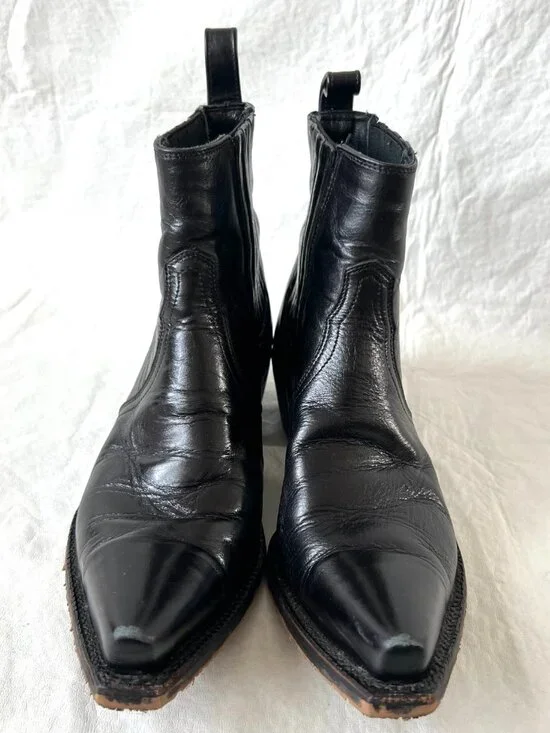 Tony Lama boots Coco short ankle booties womens 7.5 black leather snip toe - Picture 2 of 10